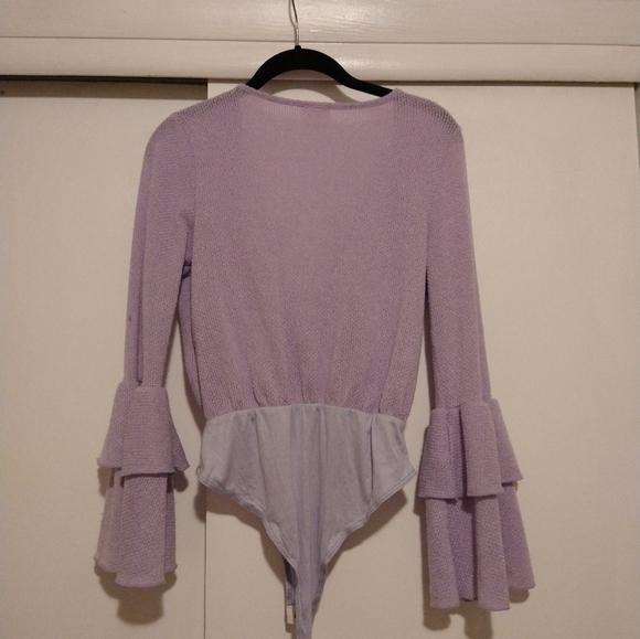 Peach love surplice ruffle bell sleeve bodysuit - Picture 6 of 7